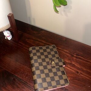 A6 checkered Agenda MM day planner cover Damier Ebene inspired diary